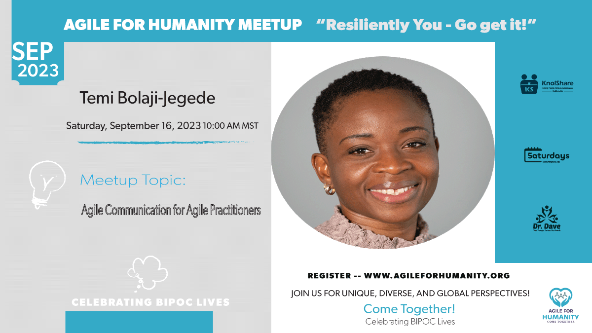 Temi Speaking at Agile for Humanity September 2023 Meetup